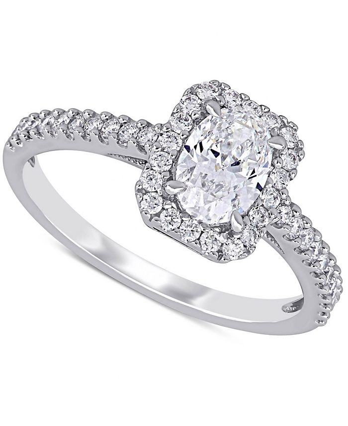Macy's Diamond Oval Center Halo Engagement Ring (1 ct. t.w.) in 14k ...