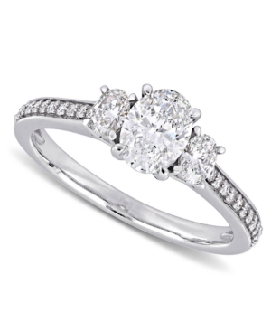 image of Diamond Oval Three Stone Engagement Ring (1-1/10 ct. t.w.) in 14k White Gold