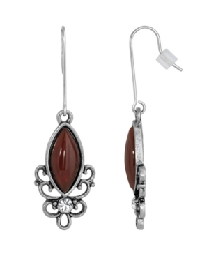 image of 2028 Sterling Silver Wire Genuine Stone Carnelian Earrings