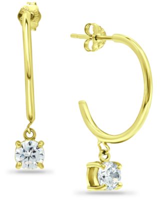 Giani Bernini Cubic Zirconia Initial Dangle Hoop Earrings 18k Gold-Plated  Sterling Silver, Created for Macy's