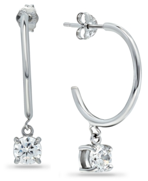 image of Giani Bernini Cubic Zirconia Dangle Hoop Earrings in 18k Gold-Plated Sterling Silver, Created for Macy-s