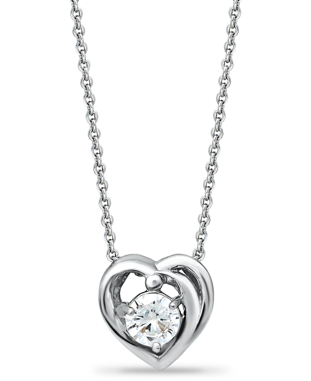 Giani Bernini Cubic Zirconia Heart Pendant Necklace In 18k Gold Over Sterling Silver, 16" + 2" Extender, Exclusive In Silver