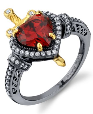 ROCKLOVE - Disney's Snow White Cubic Zirconia Dagger Ring in 18k Gold-Plate & Black Rhodium-Plated Sterling Silver