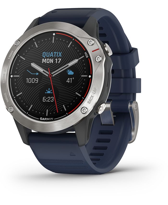 Garmin Unisex Quatix 6 Blue Silicone Strap Smart Watch 47mm Macy s