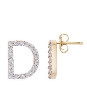 image of Diamond Initial Stud Earrings (1/10 ct. t.w) in 14k Gold
