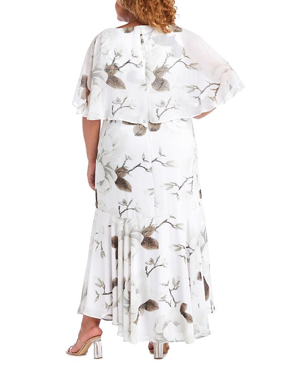 R & M Richards Plus Size Floral-Print Capelet Gown & Reviews - Dresses ...