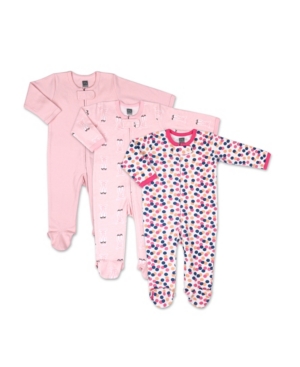 image of The Peanutshell Baby Girls Dots Ballet Slippers 3 Pack Sleepers