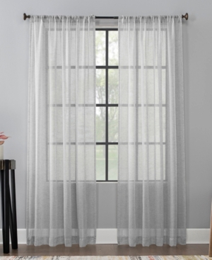 Scott Living Celeste 52" X 63" Textured Linen Blend Sheer Curtain Panel In Gray