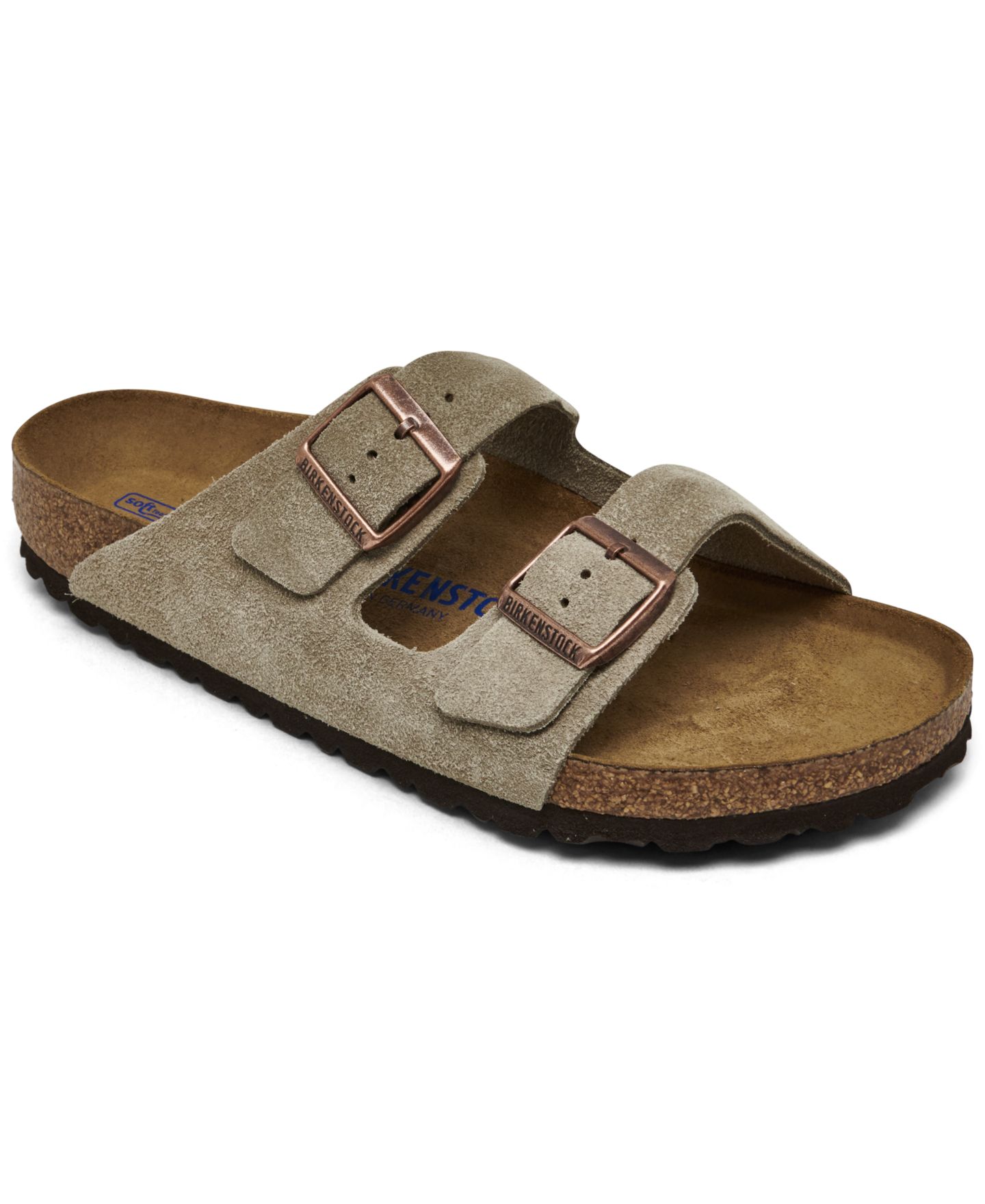 Мужские сандалии Birkenstock Arizona Suede Leather Soft Footbed Casual, цвет: Серо-коричневый — фото 1