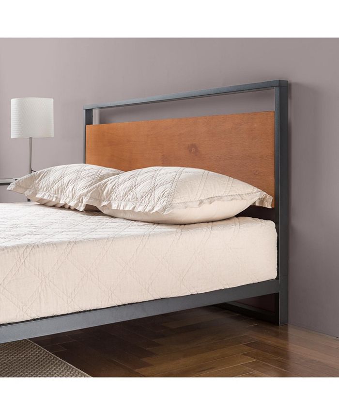 Zinus Suzanne Metal and Wood Platform Bed with Headboard and Footboard