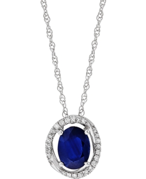 Macy's Emerald (1-1/4 Ct. Tw.) & Diamond (1/10 Ct.tw.) Halo 18" Pendant Necklace In 10k Gold (also Availabl In Sapphire