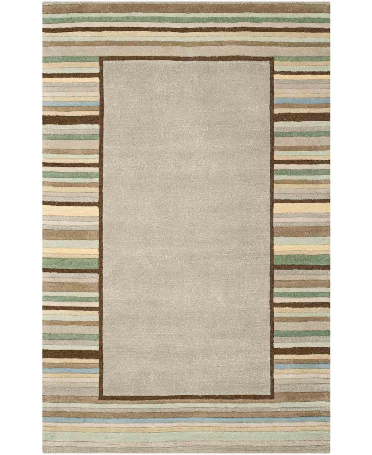 Martha Stewart Collection Striped Border MSR4715A Moss 8' x 10' Area Rug - Moss