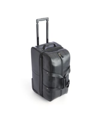 Pebbled Leather Rolling Weekender Duffel Bag