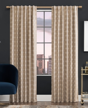 Scott Living Montauk Art Deco 100% Blackout Back Tab Curtain Panel, 84" X 50" In Bronze