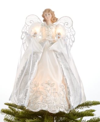 Holiday Lane - White Shimmer Angel Tree Topper