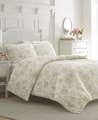 Laura Ashley Faye Toile Flannel Full Queen Duvet Set - Macy's