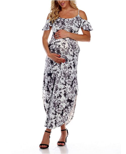 White Mark Maternity Plus Size Cold Shoulder Tie Dye Maxi Dress