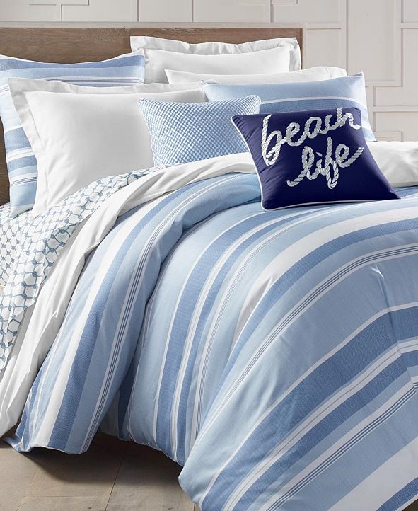 Charter Club Coastal Stripe 300Thread Count Twin Comforter Set