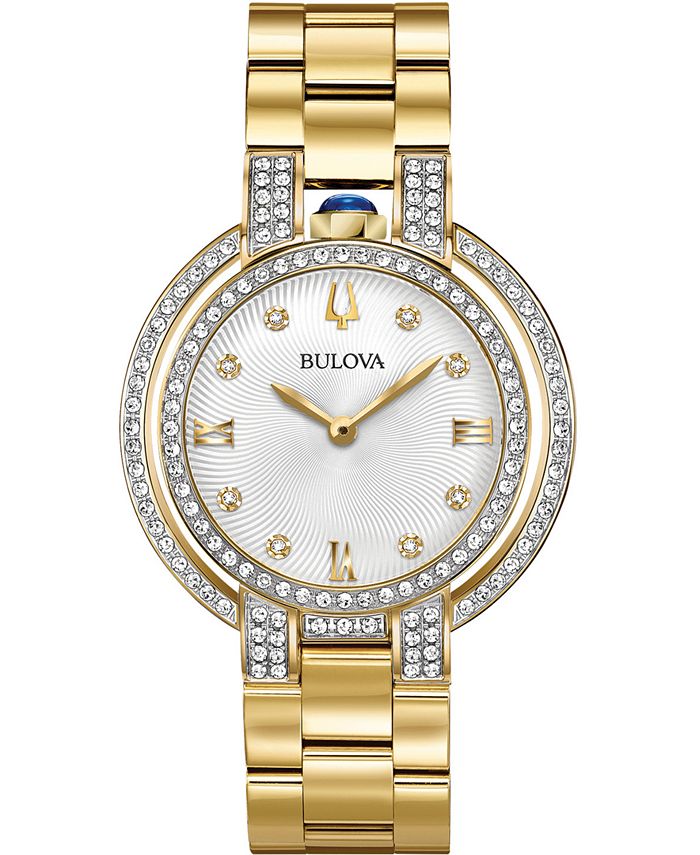 Bulova - Women's Rubiyat Diamond (1 ct. t.w.) Gold-Tone Stainless Steel Bracelet Watch 35mm