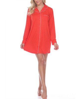 White Mark Long Sleeve Nightgown 