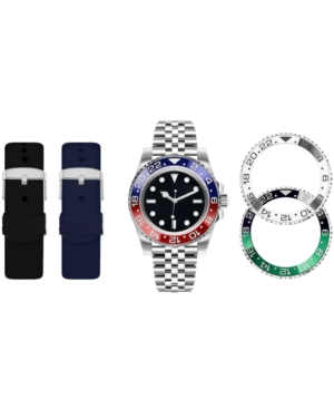 American Exchange Men's Silver-Tone Bracelet Watch 43mm Gift Set