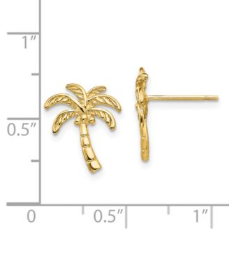 Palm Tree Stud Earrings in 14k Gold