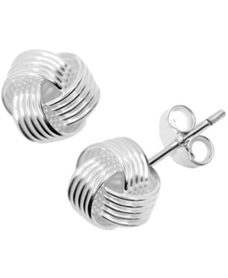 Love Knot Stud Earrings in Silver or Gold Plate
