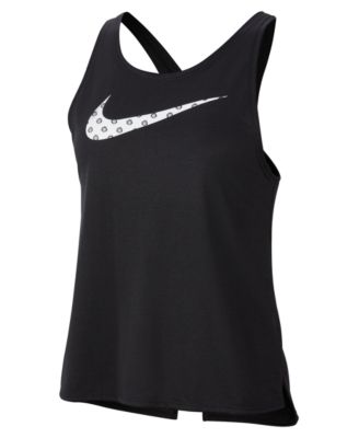 Nike Women s Dri FIT Printed Logo Cross Back Running Tank Top Macy s