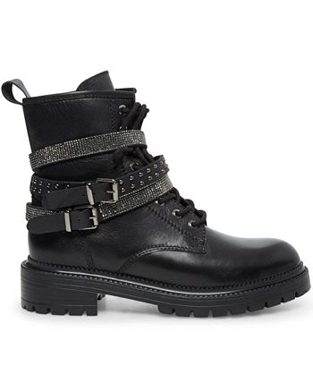 Steve Madden Women s Captain Rhinestone Lug Sole Combat Booties