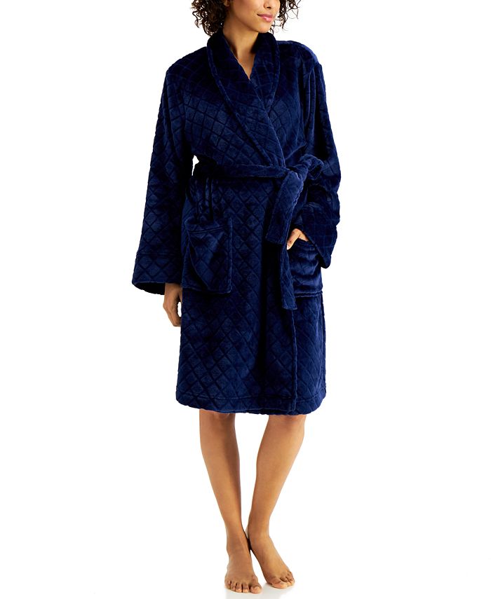 Charter Club Short Carved-Diamond Cozy Robe, Created for Macy's - Macy's