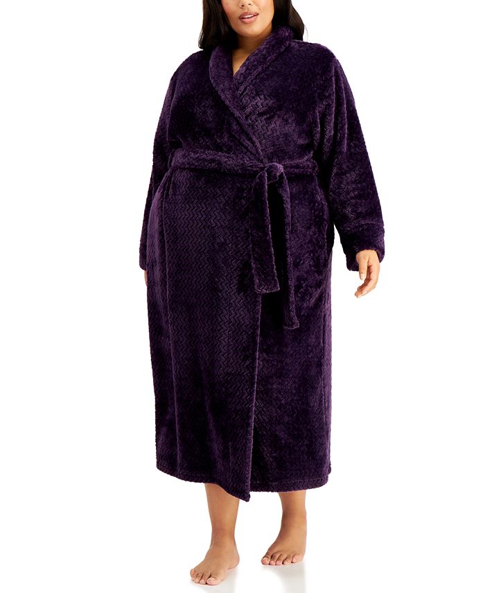 Charter Club Plus Size Long ZigZag Cozy Robe, Created for Macy's Macy's
