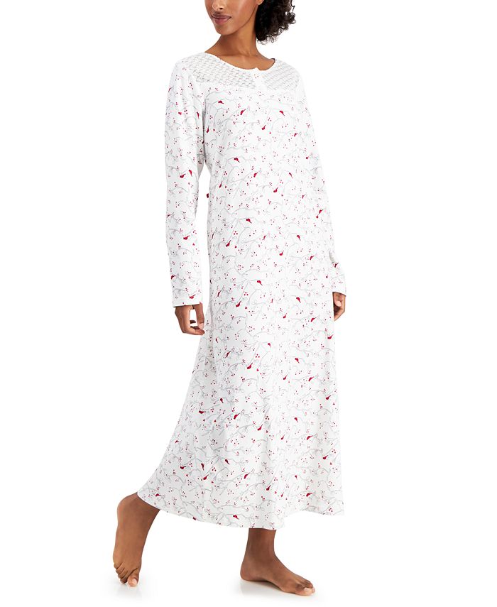 Charter Club Cotton Brushed Knit Print Nightgown, Created for Macy's