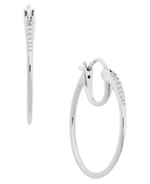 image of Ava Nadri Small Cubic Zirconia Tapered Hoop Earrings, 1