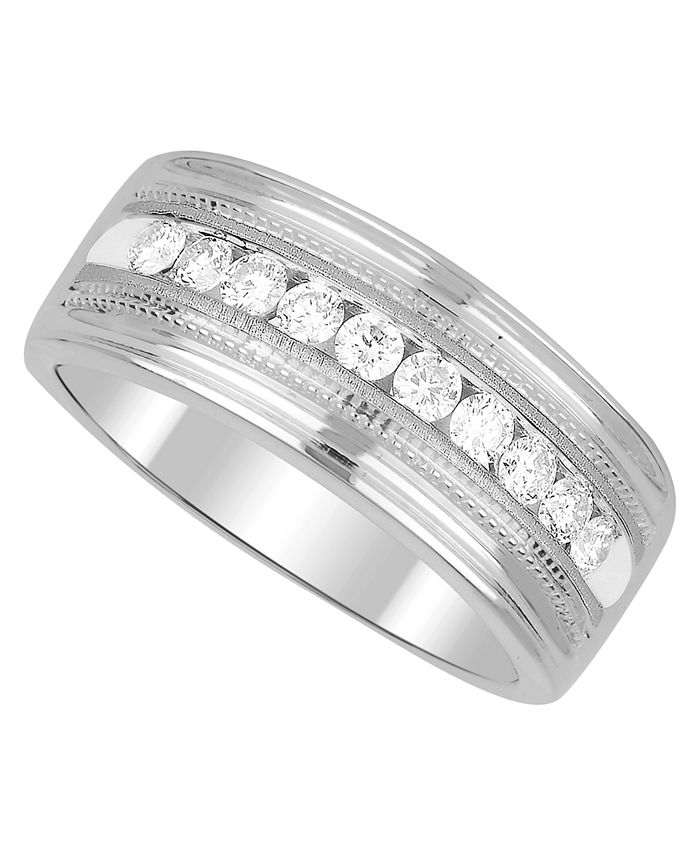 Macy's - Men's Diamond (1/4 ct. t.w.) Ring in 10k White or Yellow Gold