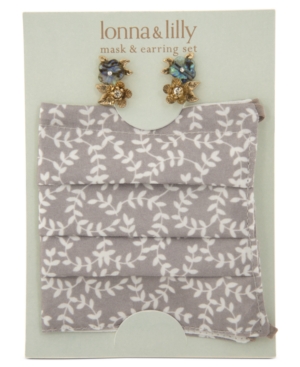 image of lonna & lilly 2-Pc. Set Gold-Tone Abalone Flower Stud Earrings & Coordinating Face Mask