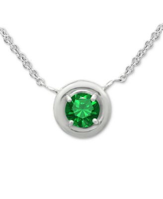 Green Cubic Zirconia Framed 16" Pendant Necklace