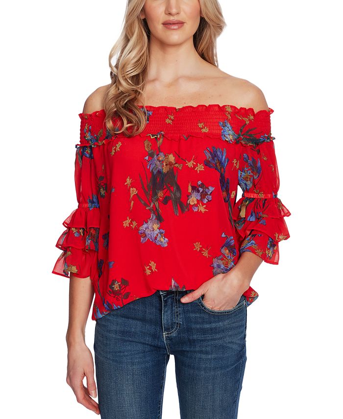 Cece floral off 2025 the shoulder top