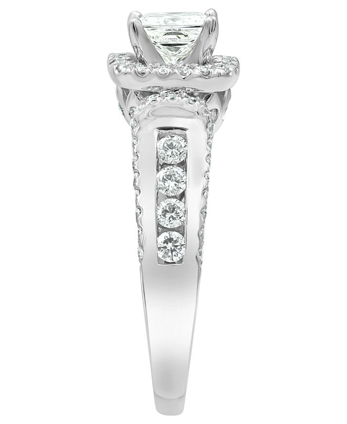 Macy's - Diamond (1-1/2 ct. t.w.) Princess Halo Engagement Ring in 14k White Gold