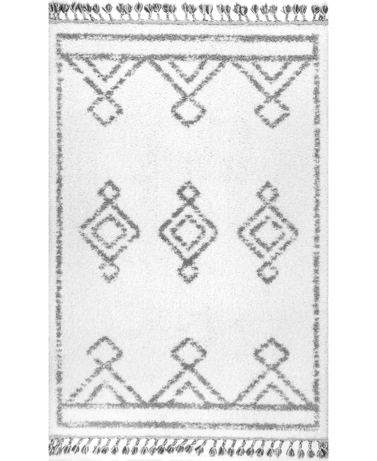 nuLoom Mackie GCDI03C White 6'7in x 9' Area Rug - White