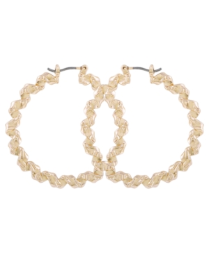 image of Guess Gold-Tone Medium Twisted Hoop Earrings, 1.5