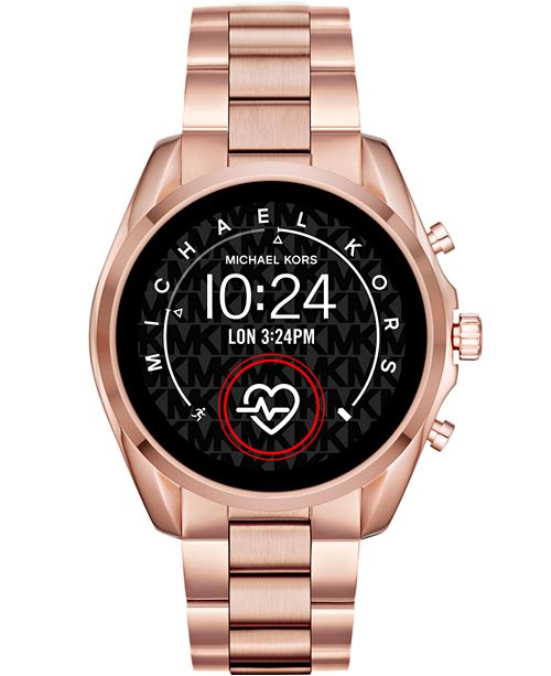 michael kors bradshaw rose tone & pink bracelet smart watch