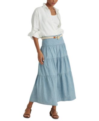 cotton peasant skirt blue
