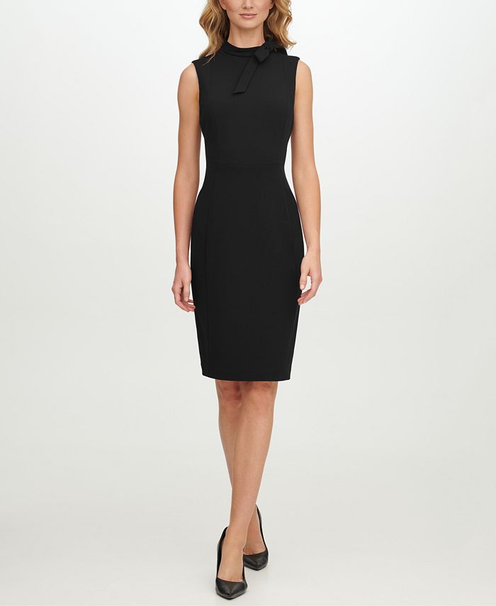 Calvin Klein Tie-Neck Sheath Dress - Macy's