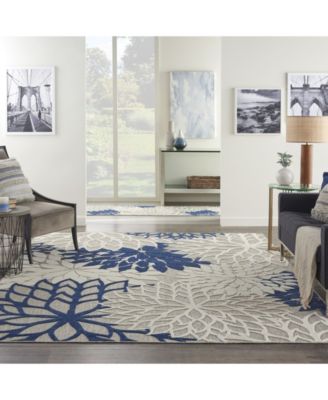 Aloha ALH05 Ivory and Navy 7'10" x 10'6" Outdoor Area Rug