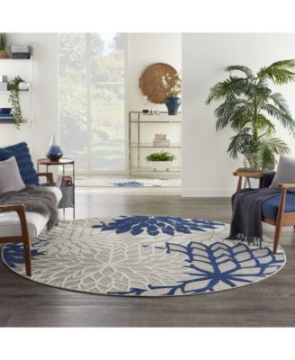 Aloha ALH05 Ivory and Navy 7'10" Round Rug