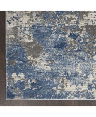 Rustic Textures RUS08 Gray and Blue 5'3" x 7'3" Area Rug