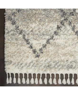 Oslo Shag OSL01 Ivory and Gray 4' x 6' Area Rug