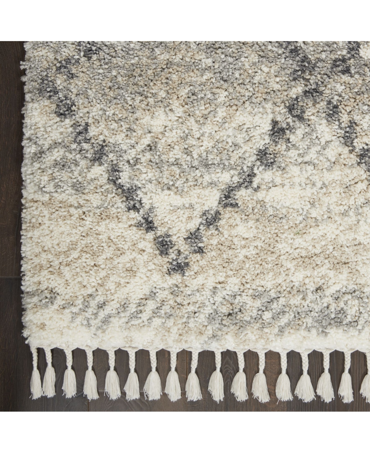 Nourison Home Oslo Shag OSL01and Gray Area Rug - Ivory/Gray