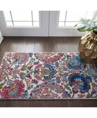 Nourison Home Ankara Global Anr06 Ivory Blue Rug In Multi