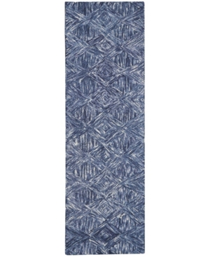 Nourison Interlock Lnk01 Denim 2'3" X 7'6" Runner Rug